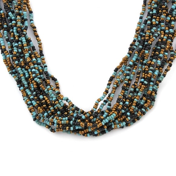 Blue Seed Bead Necklace Bracelet & Earrings Bead Necklace Earring Multi Strand - Picture 6 of 6